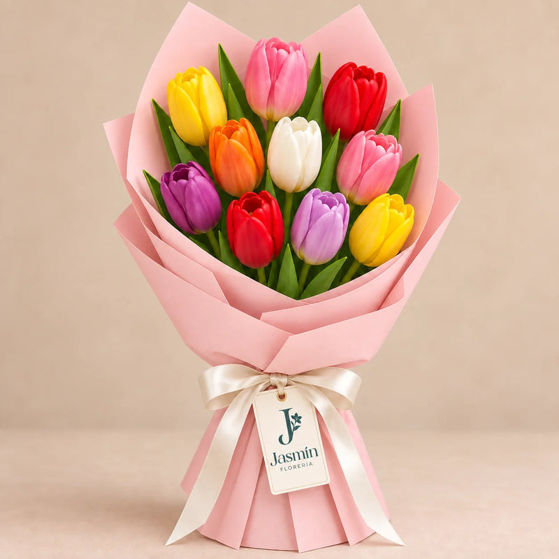 Ramo de 10 tulipanes de colores