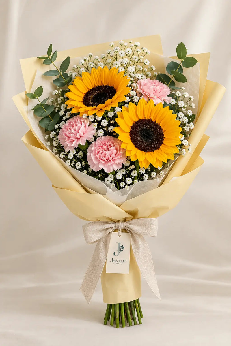 Ramo de girasoles y claveles "Yellow"