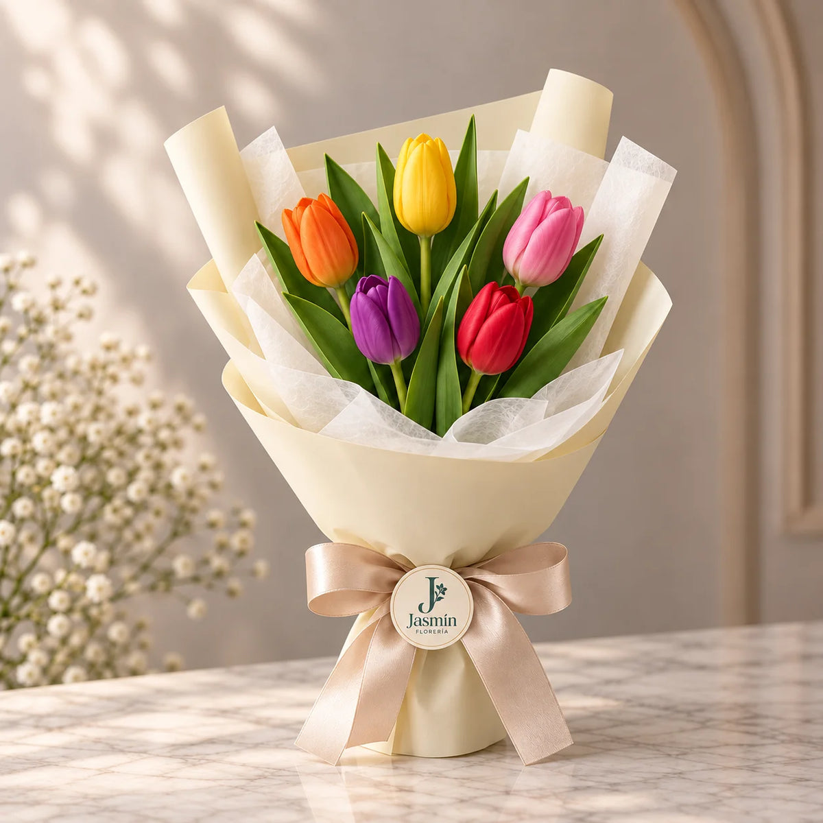 Ramo de 5 tulipanes
